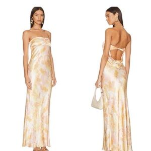 Bec & Bridge Backless Floral Dress in Cream and Pink